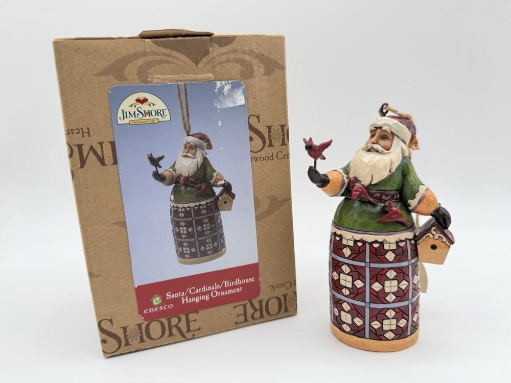 Jim Shore Santa Cardinals Birdhouse Hanging Ornament 4.5” Heartwood Creek w Box